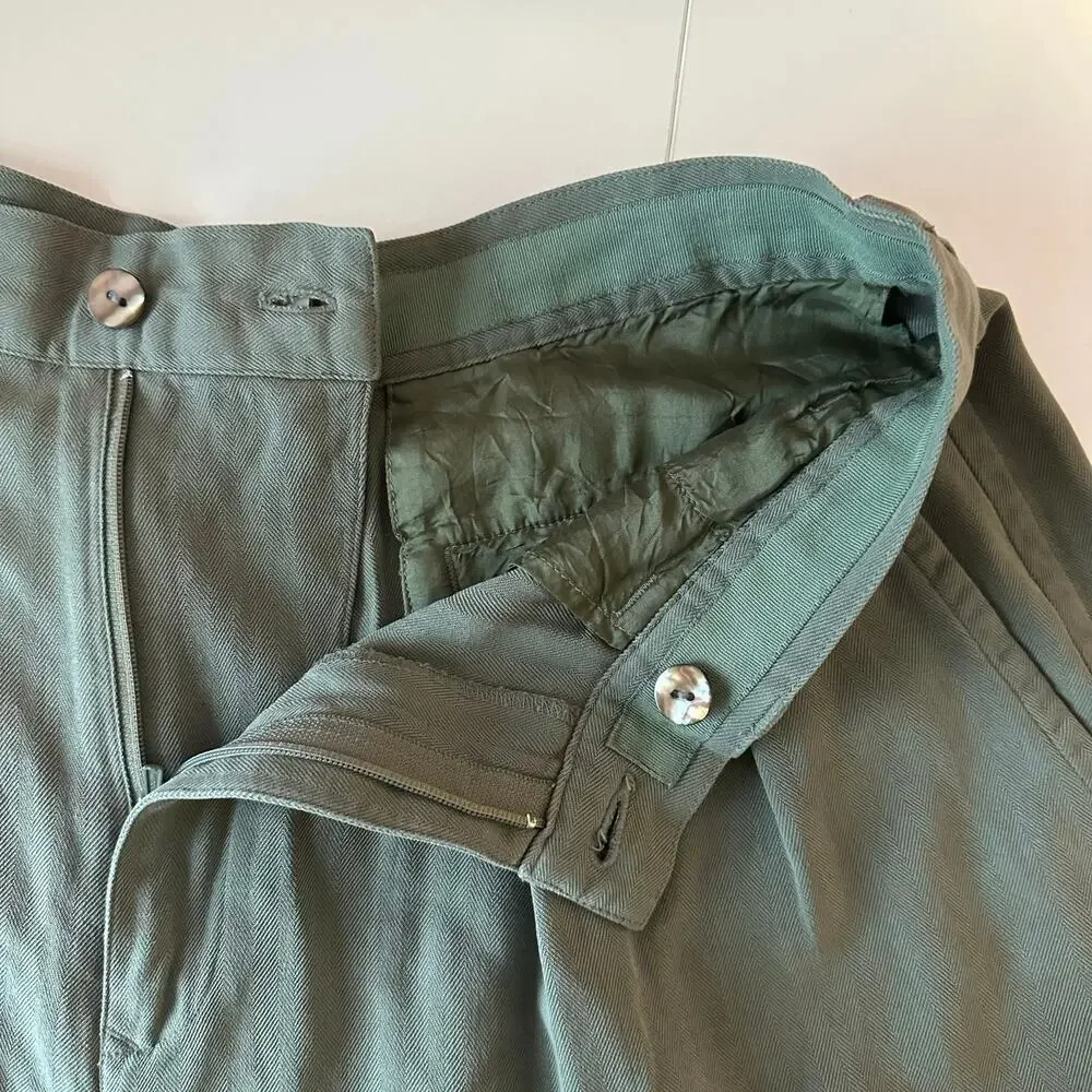 Tommy Bahama Vintage‎ Women’s Pleated High Waist Shorts Size 10 100% Silk Green